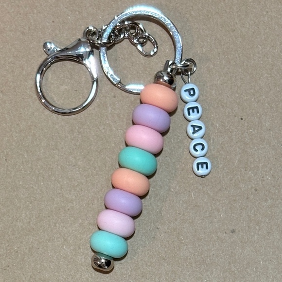 Silicone Inspirational Beaded Keychain - Peace - Picture 1 of 2